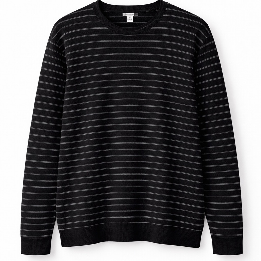 Calvin Klein Striped Cotton Sweater Black Gray XXL